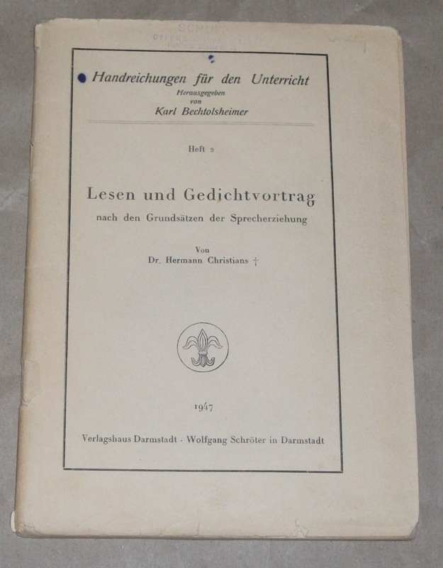 Christians, Lesen und Gedichtvortrag nach den Grundsätzen der Sprecherziehung.