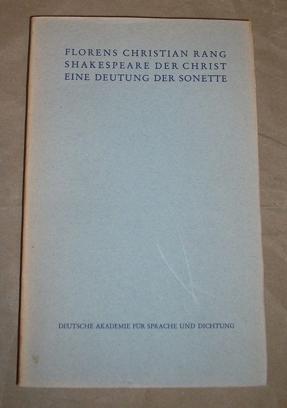 Rang, Shakespeare der Christ.