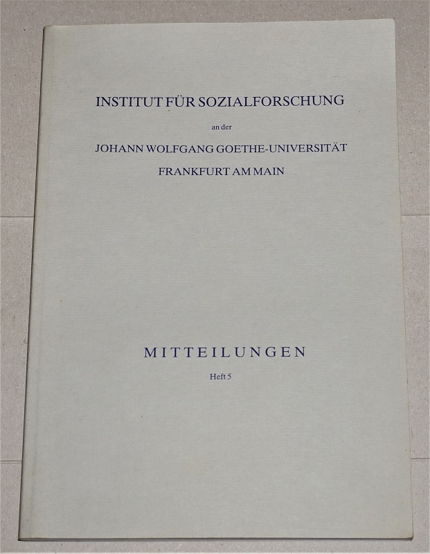 Institut für Sozialforschung (Hrsg.): Mitteilungen Heft 5 / März 1995.