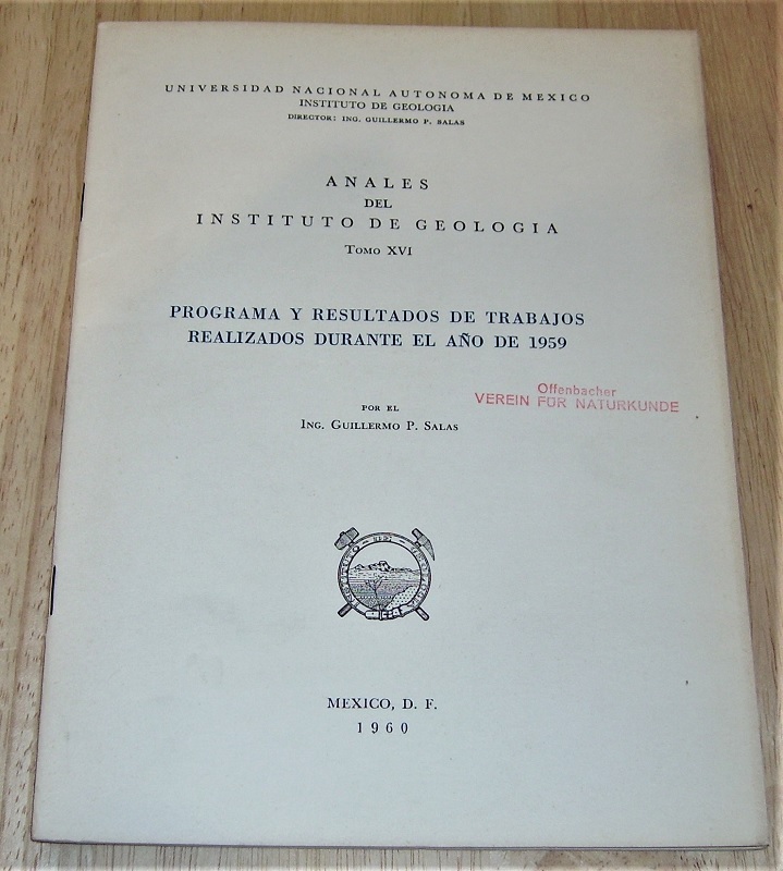 Salas, Programa y resultados de trabajos realizados durante el año de 1959.