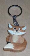 Schlüsselanhänger Fuchs, Holz, sitzend